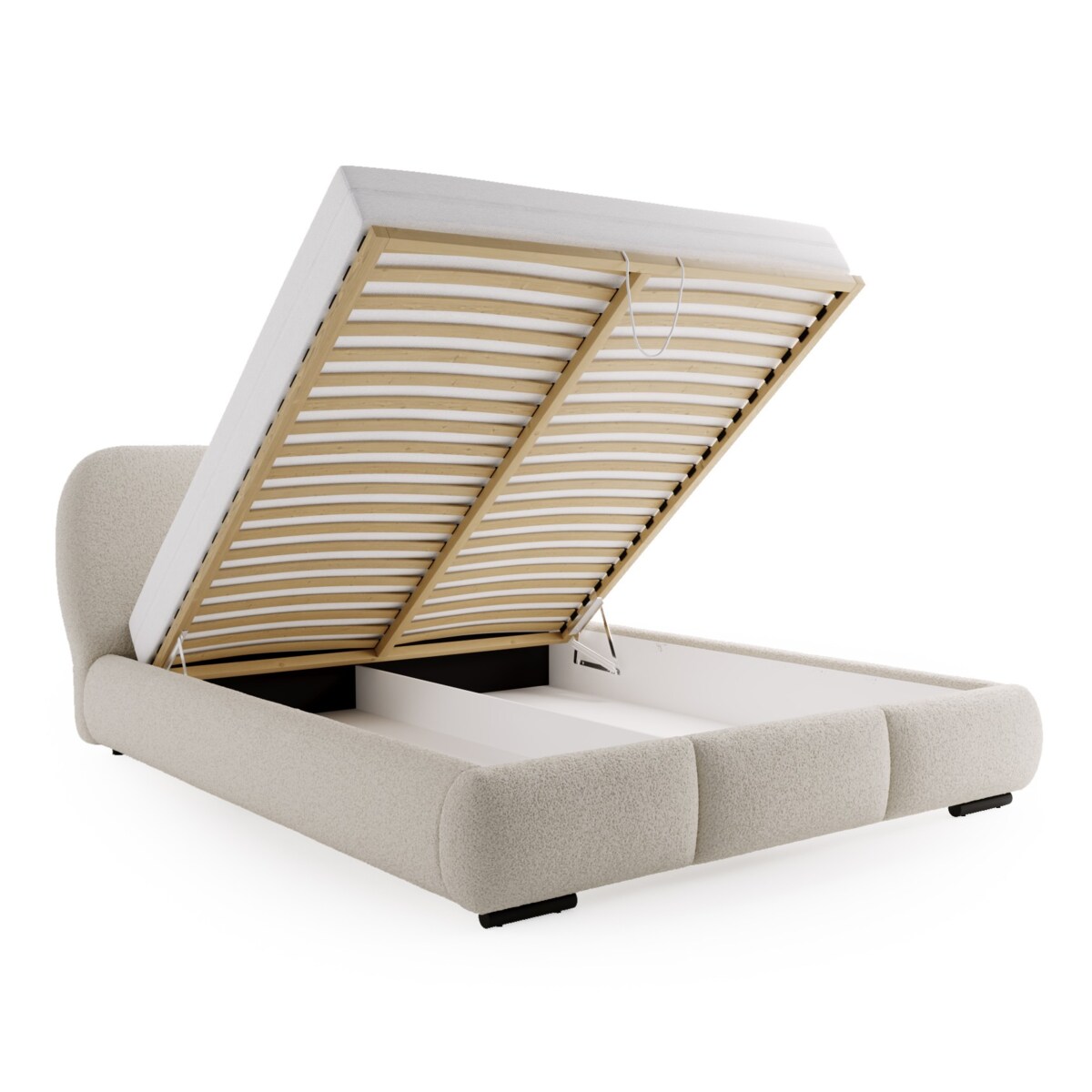 Łóżko tapicerowane 140x200 ROZA z pojemnikiem na pościel fioletowo-brązowy