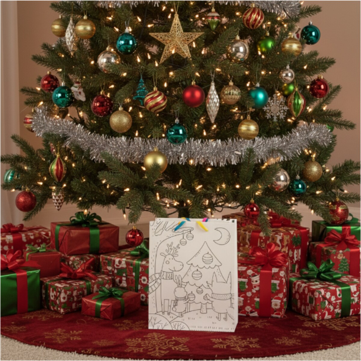 Torebka Prezentowa Na Prezent Do Kolorowania Dla Dzieci 23X18X10 Cm Ubieranie Choinki
