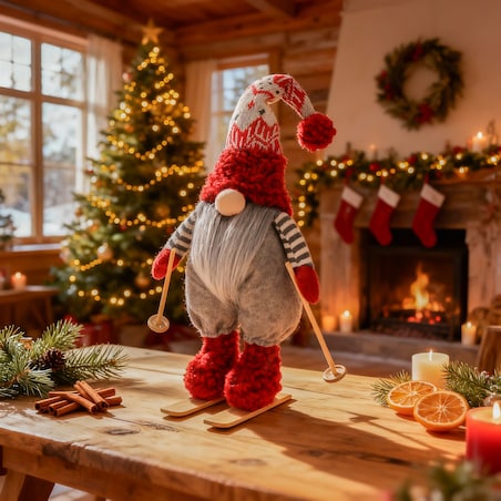 Skrzat świąteczny na nartach ozdoba na święta