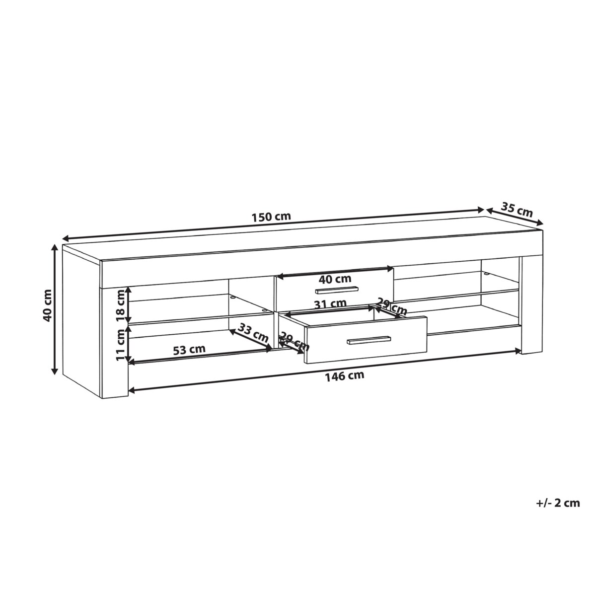 Szafka RTV LED ESQUIMALT Czarny