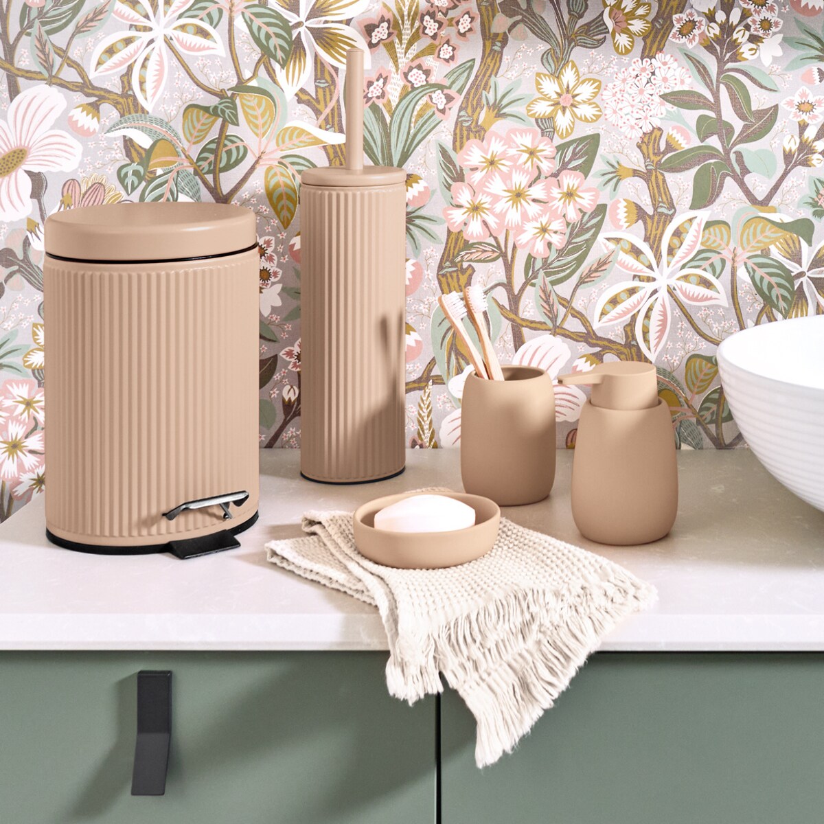 Metalowy kosz łazienkowy BRASS TONE, 3 l