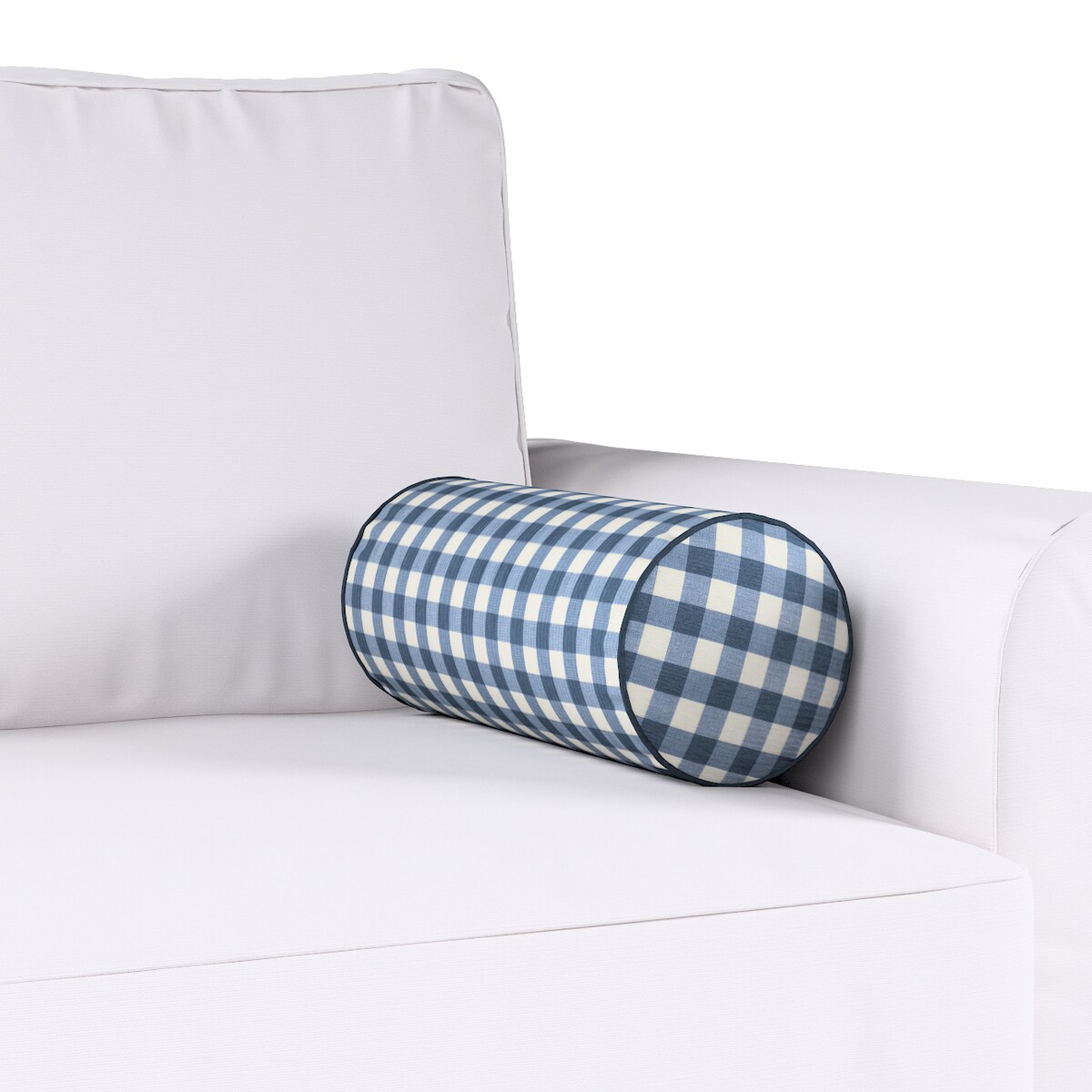 Poduszka wałek prosty, granatowo-biała kratka (1,5x1,5cm), Ø16 x 40 cm, Quadro