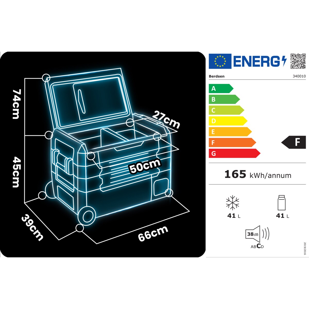 Lodówka turystyczna kompresorowa samochodowa zamrażarka Berdsen 12V 100-240V 40l