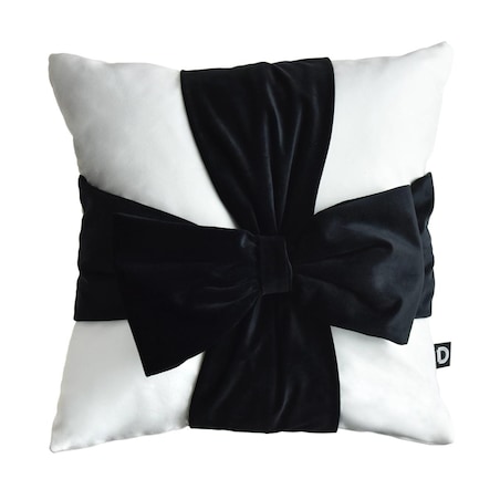 Poduszka VELVET VE2219 | Czarna kokarda 40 x 40 cm