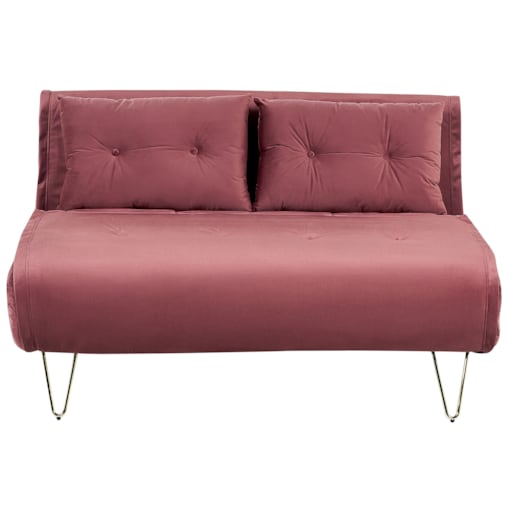 Sofa welurowa rozkładana 2-osobowa różowa VESTFOLD