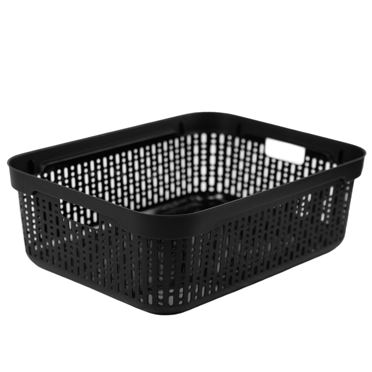 Koszyk Koszyczek Ażurowy XL Plastikowy Na Kosmetyki Do Łazienki Pojemnik Z Pokrywką Zamykany Z Dziurkami Czarny