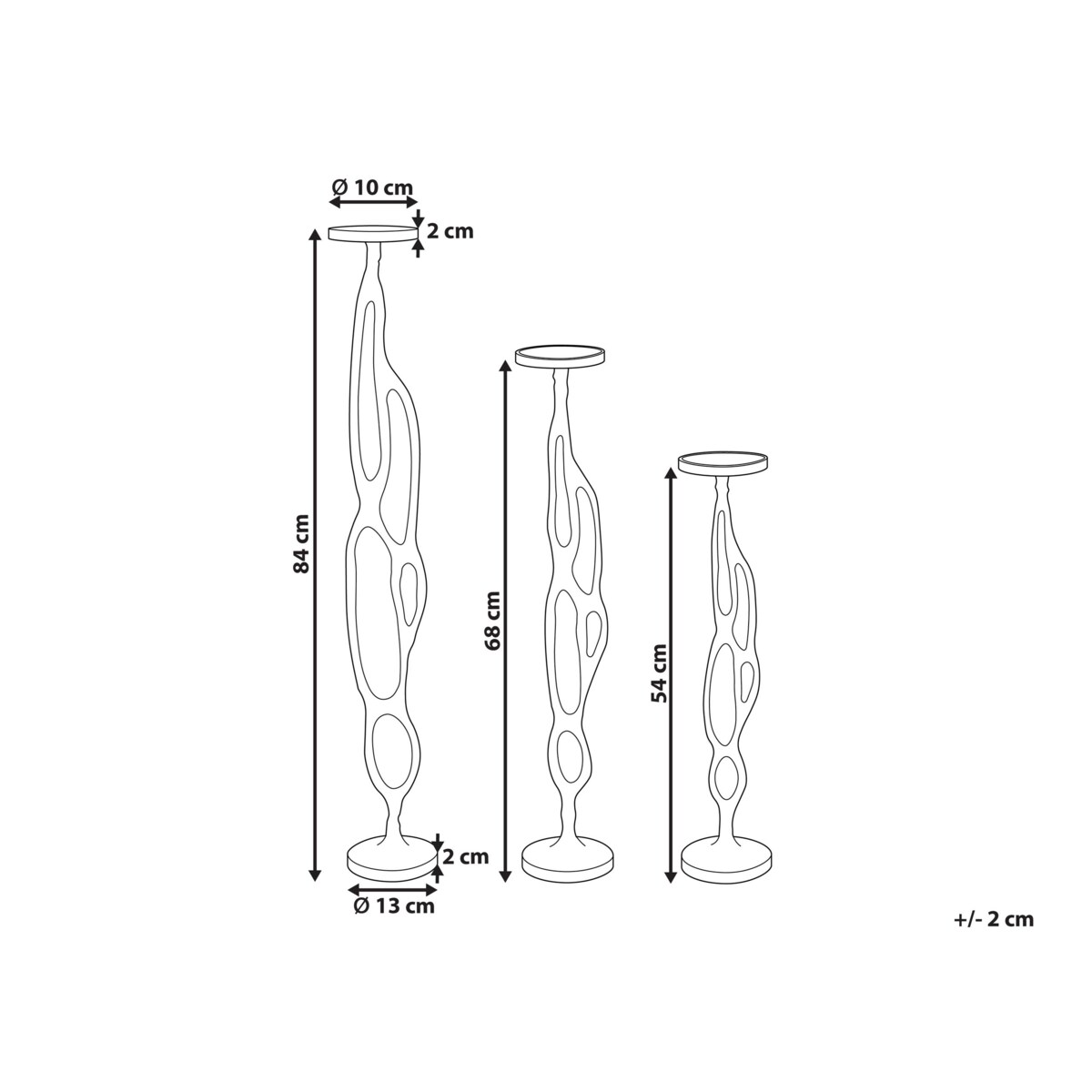 Zestaw 3 świeczników czarny BUNI