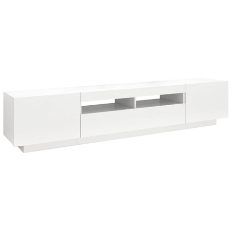 vidaXL Szafka pod TV z oświetleniem LED, biała, 200x35x40 cm