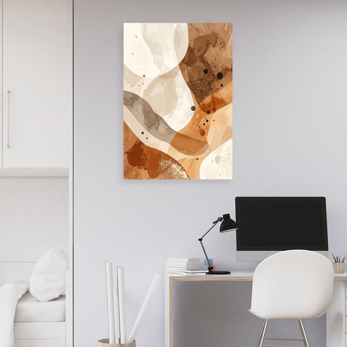 Obraz do salonu sypialni biura hotelu spa, Abstrakcja Pastelowa w beżowo brązowych odcieniach 30x45 cm