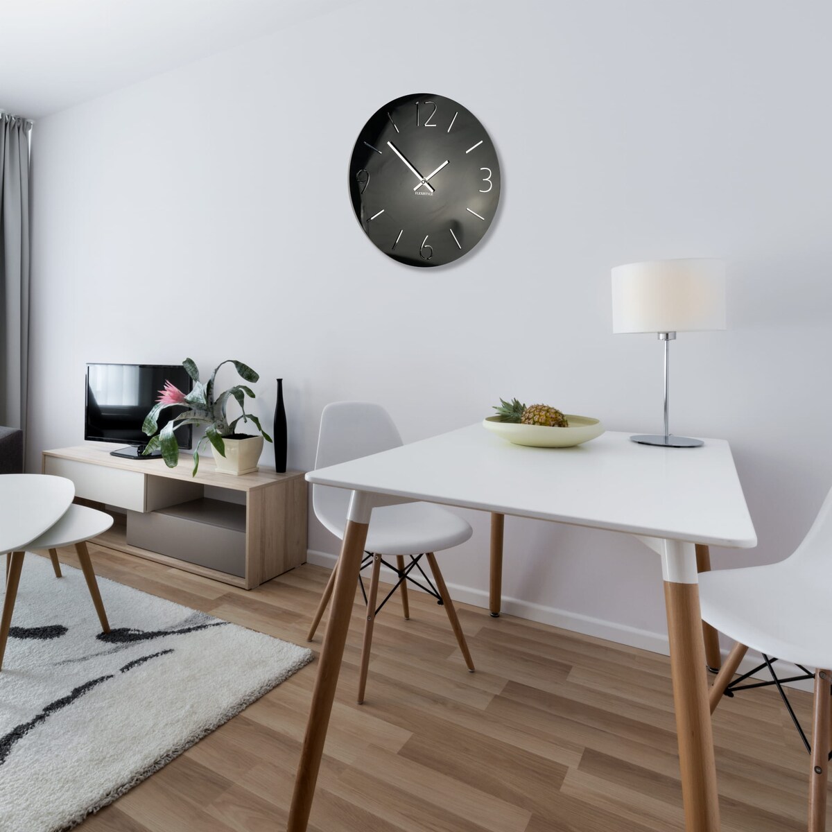 Duży zegar ścienny SLIM czarny połysk