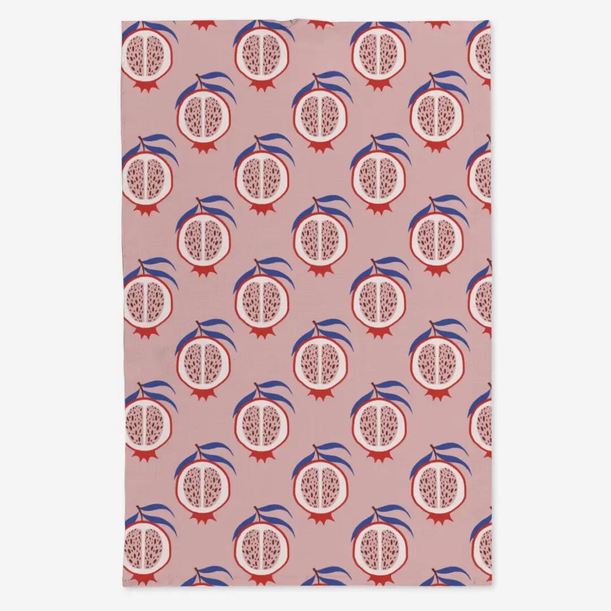 Lniany ręcznik kuchenny - figi - różowe tło