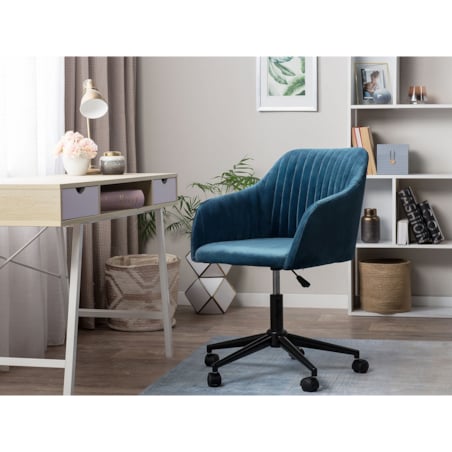 Krzesło biurowe regulowane welurowe niebieskie VENICE