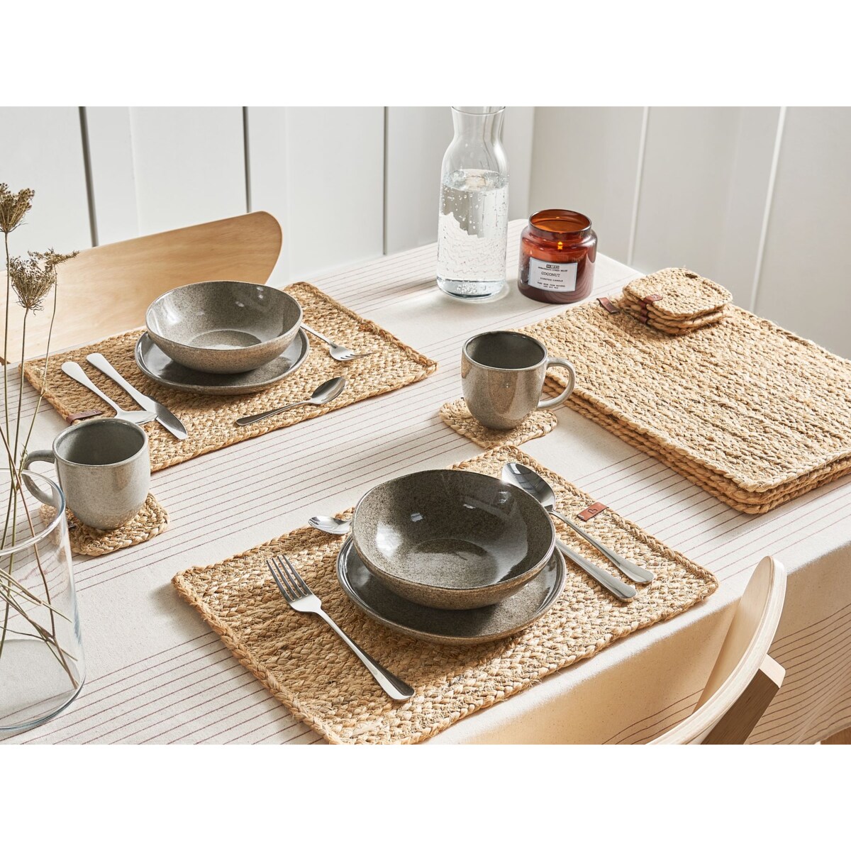 Zestaw 12 podkładek na stół QUANDONG Naturalny Juta
