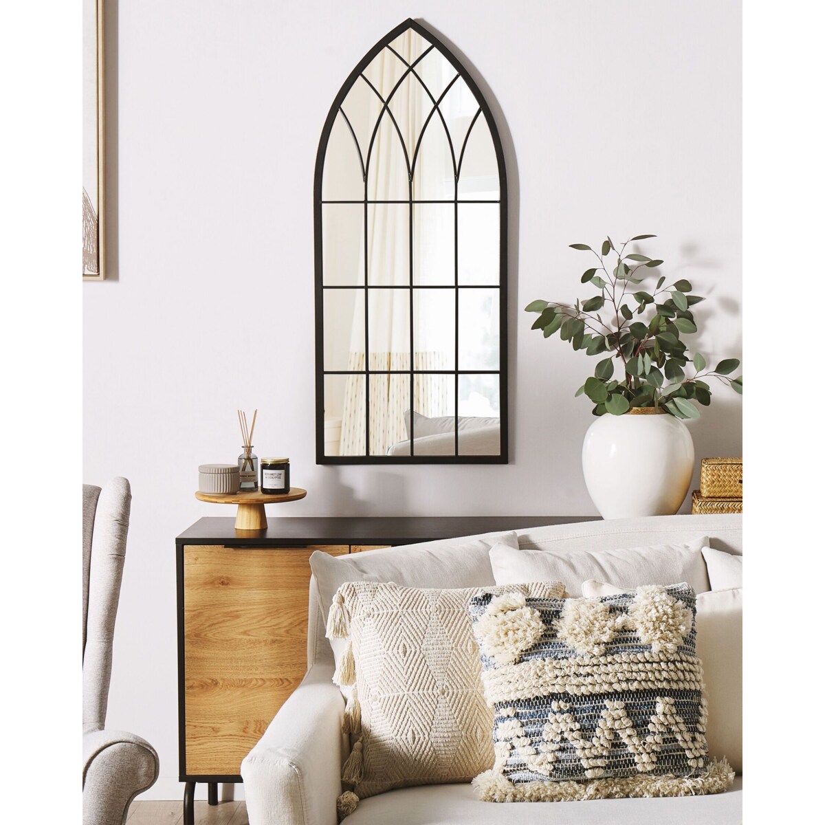 Metalowe lustro ścienne okno 50 x 115 cm czarne CASSEL