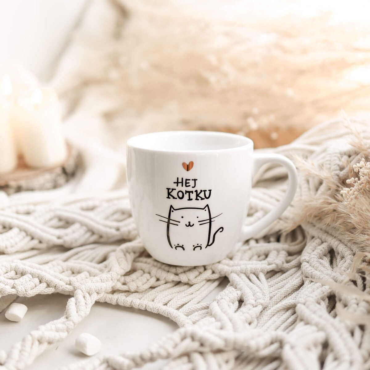 Kubek 300 ml - Hej kotku ZŁOTE SERCE