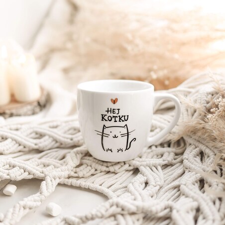 Kubek 300 ml - Hej kotku ZŁOTE SERCE