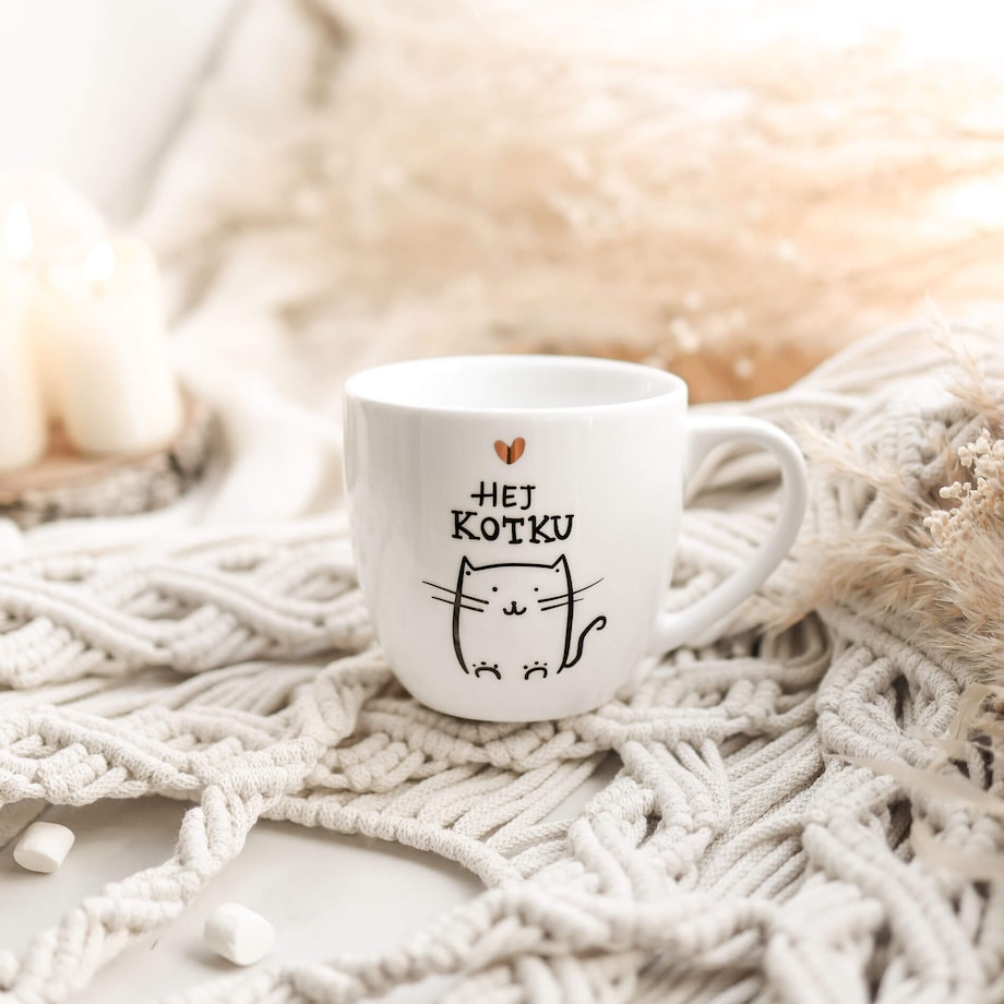 Kubek 300 ml - Hej kotku ZŁOTE SERCE