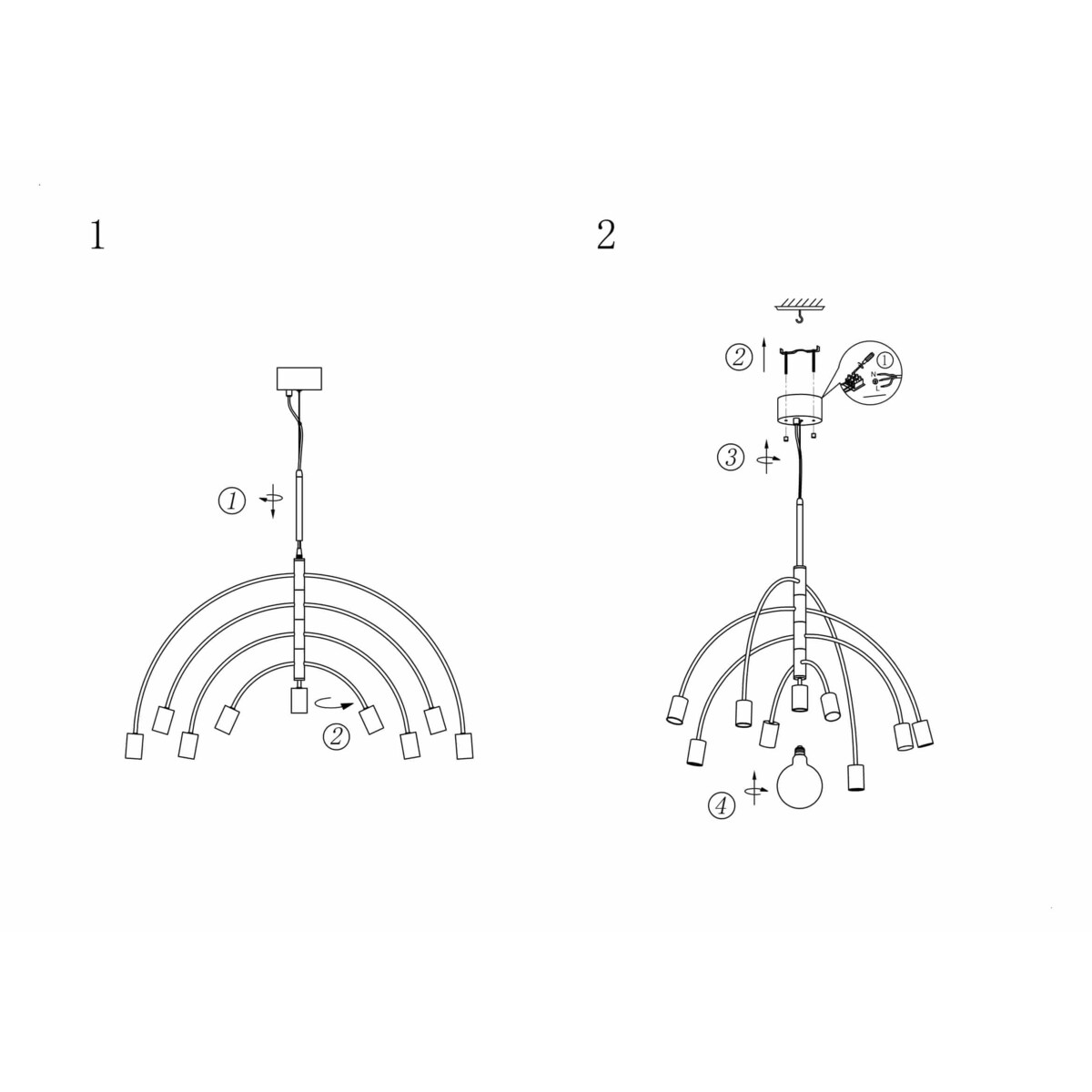 Wisząca lampa pokojowa Lavello metalowe łuki czarne