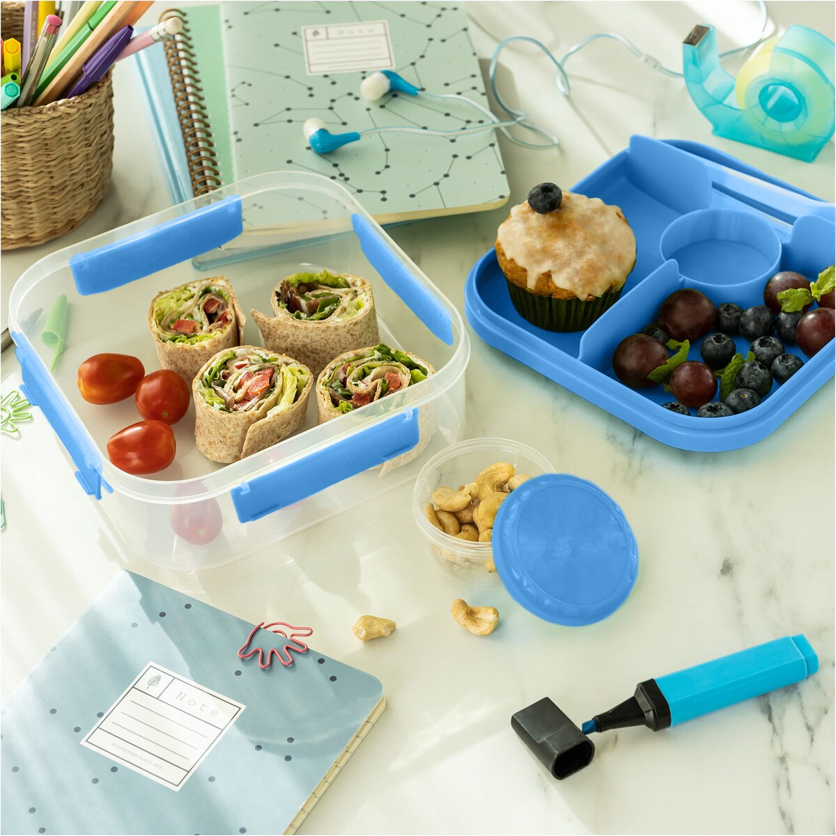 Pojemnik Śniadaniowy Plastikowy Śniadaniówka Lunch Box 1.6 L Niebieski