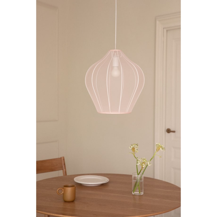 Lampa wisząca z metalu i tkaniny pudrowa Belisa Ø60 cm