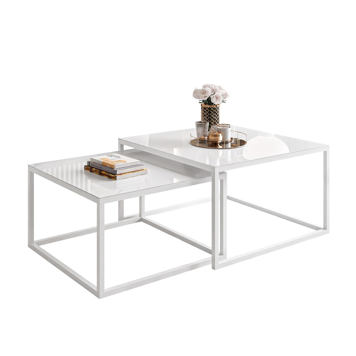 Okrągły kawowy YOSHI 2w1 białe szkło 35/41 cm