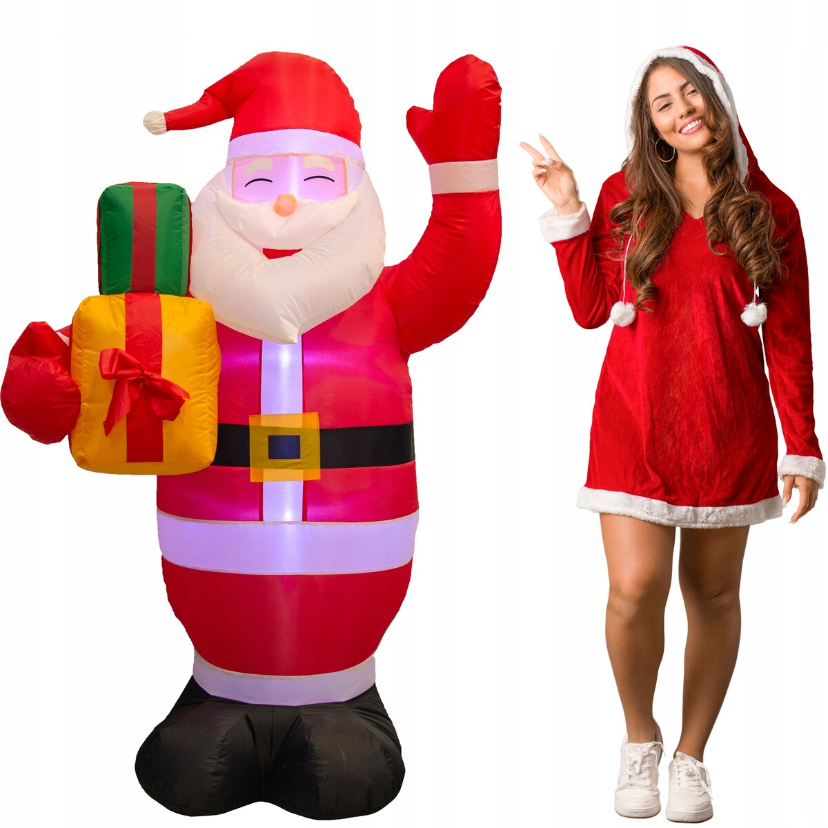 Mikołaj Nadmuchiwany Świecący Duży Pompowany Led 150 Cm Dmuchaniec