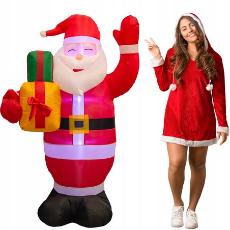 Mikołaj Nadmuchiwany Świecący Duży Pompowany Led 150 Cm Dmuchaniec