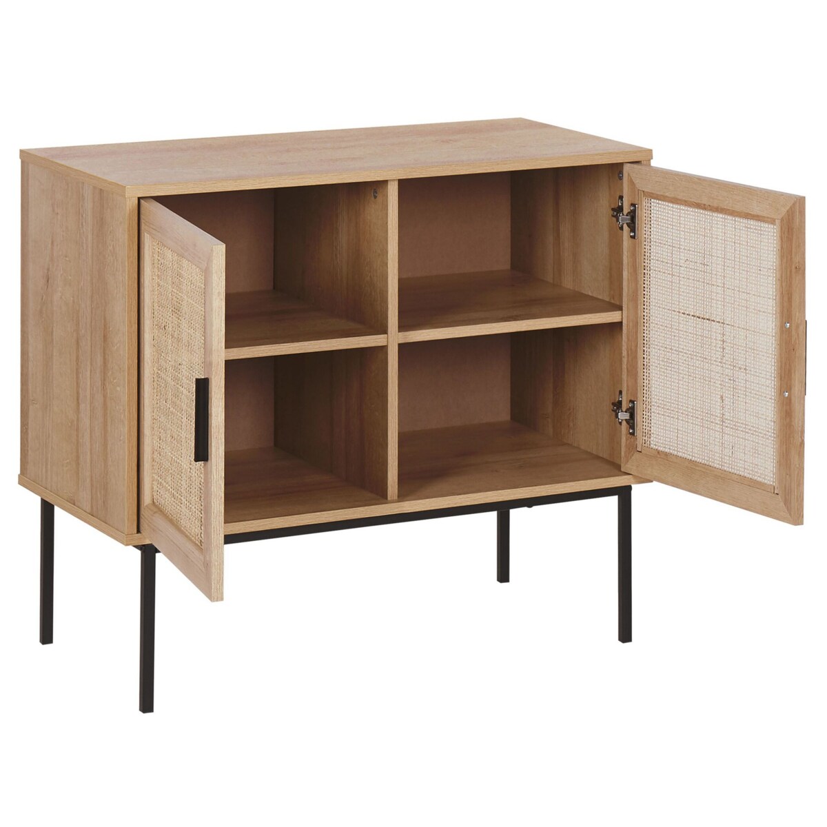 Szafka dwudrzwiowa fronty rattanowe jasne drewno PASCO