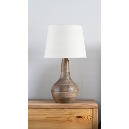LAMPA STOŁOWA BOHO DREWNIANA E27 34cm NOCNA DO SALONU SYPIALNI BEZ KLOSZA