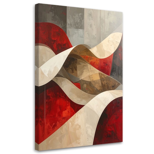 Obraz do salonu sypialni biura loftu, Abstrakcja fale beżowy czerwony