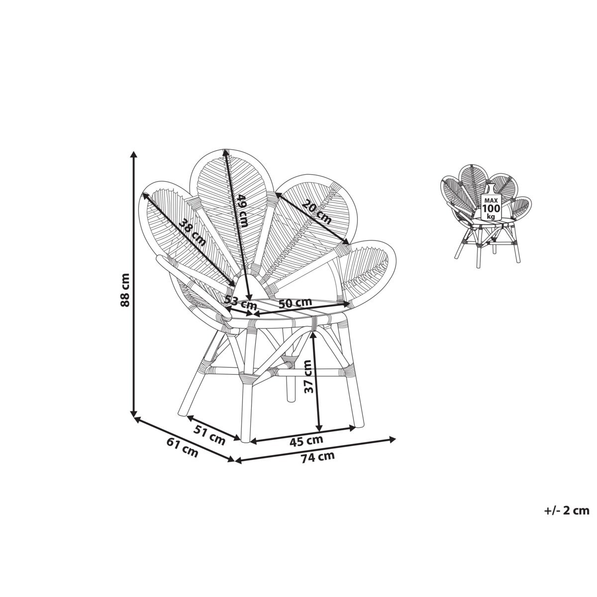 Fotel paw rattanowy naturalny FLORENTINE II