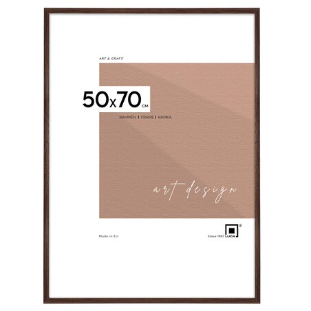 Ramka na zdjęcia 50x70 cm brązowa ciemna wisząca poziom pion rama MDF z plexi klasyczna ramka
