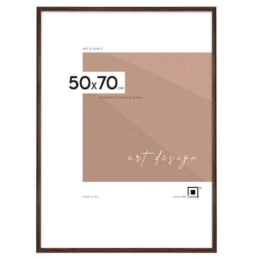 Ramka na zdjęcia 50x70 cm brązowa ciemna wisząca poziom pion rama MDF z plexi klasyczna ramka