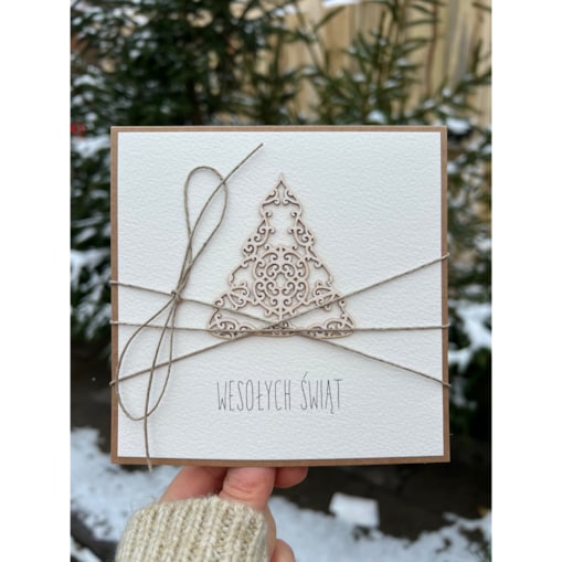 Wyjątkowa ręcznie robiona kartka świąteczna na Boże Narodzenie na piękne życzenia świąteczne - prezent