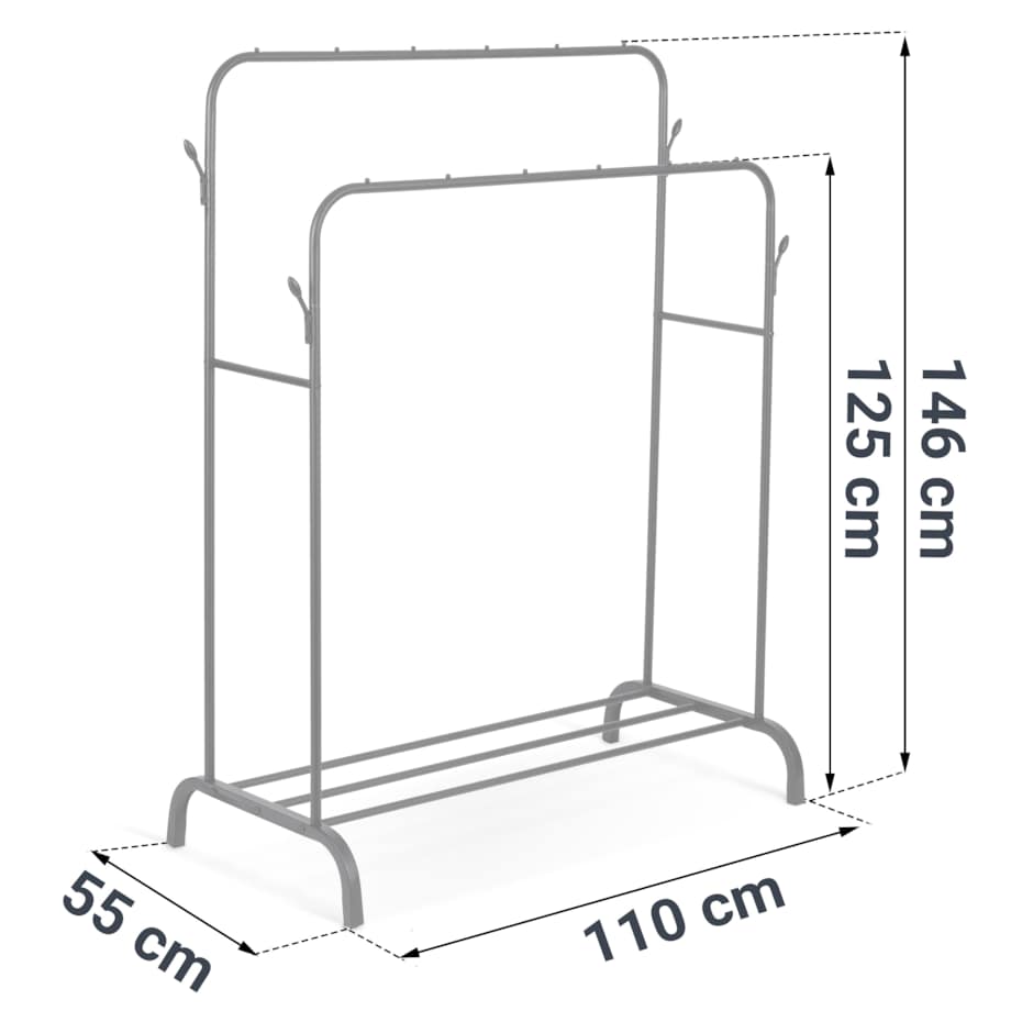 Wieszak na ubrania stojący stojak podwójny mocny Massido