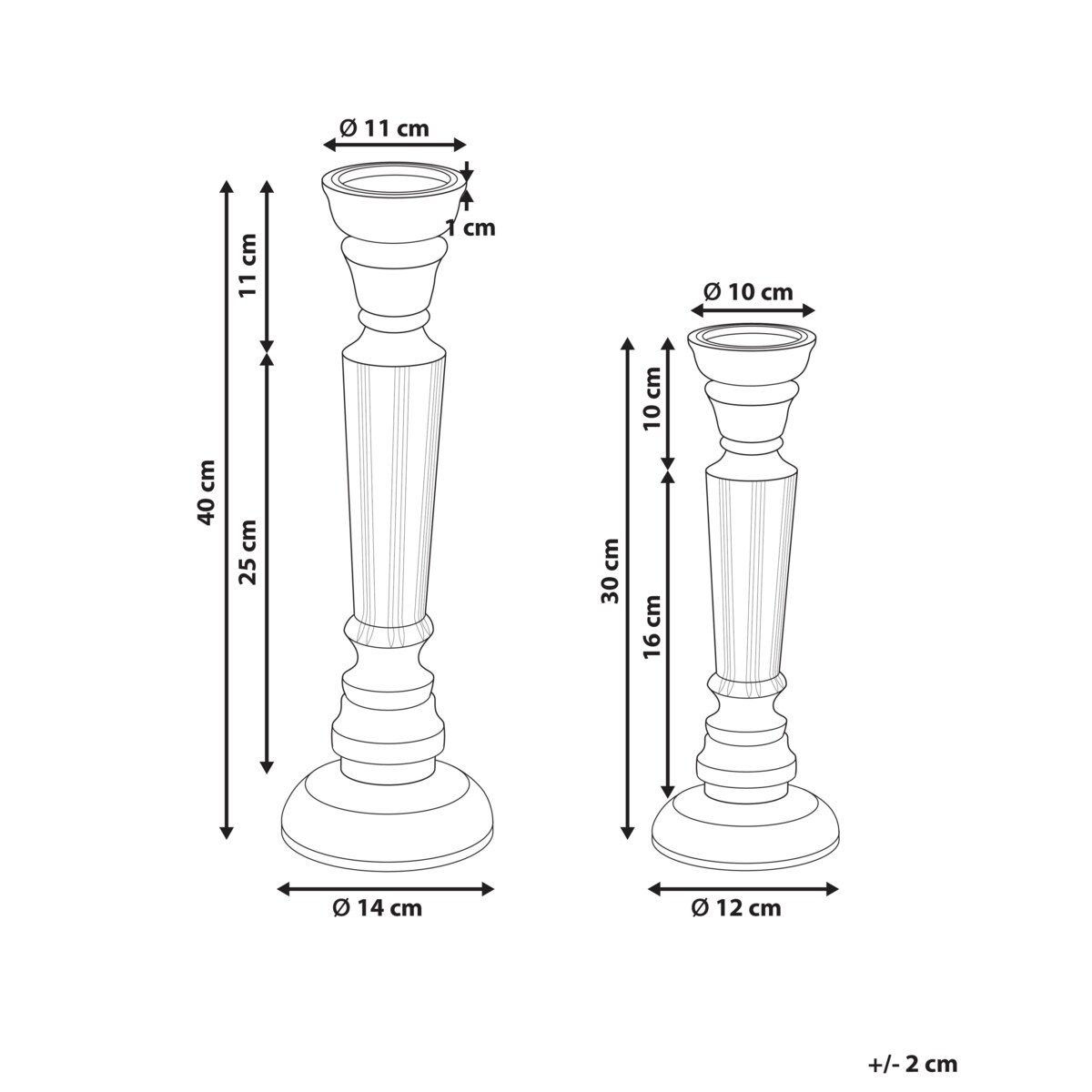 Zestaw 2 świeczników DARWA Drewno mango 30/40 cm Jasnobrązowy