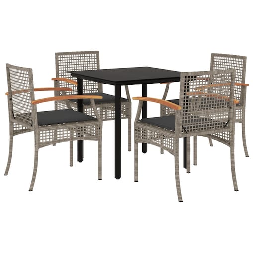 vidaXL 5-cz. zestaw mebli ogrodowych z poduszkami, szary, rattan PE