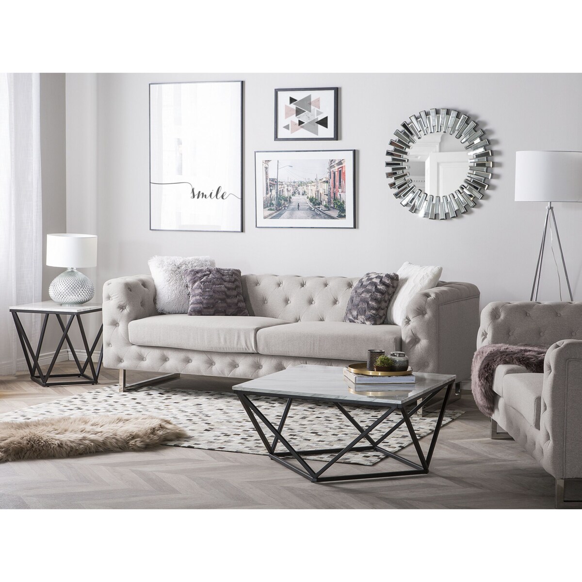 Komplet wypoczynkowy 5-osobowy beżowy VISSLAND