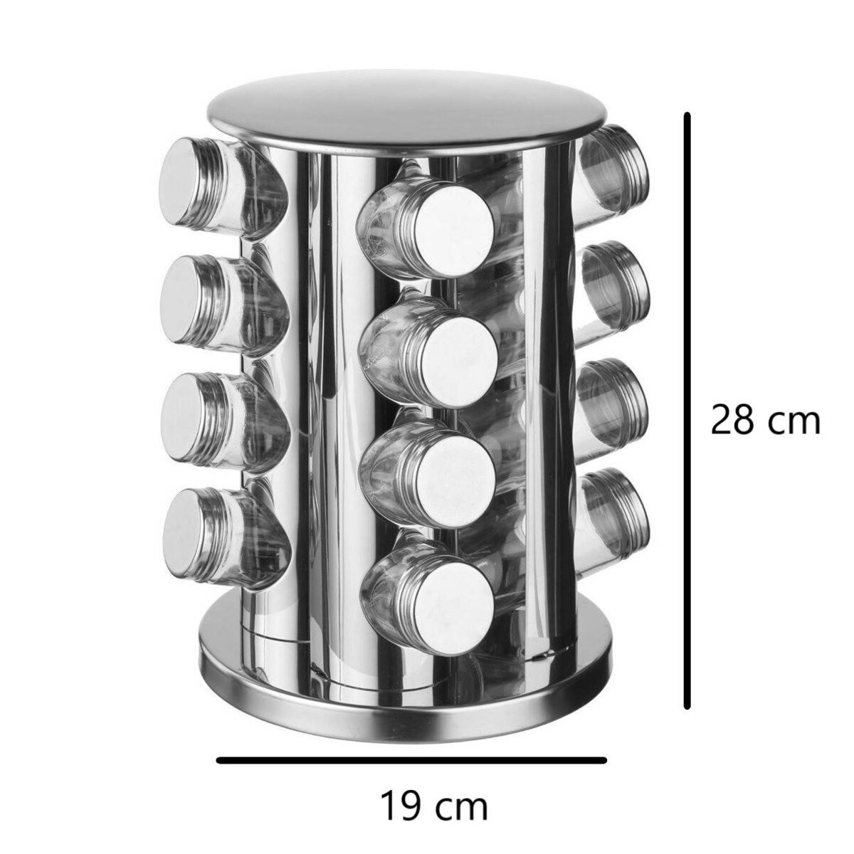 Metalowy stojak na przyprawy + szklane pojemniki - 17 elementów w komplecie