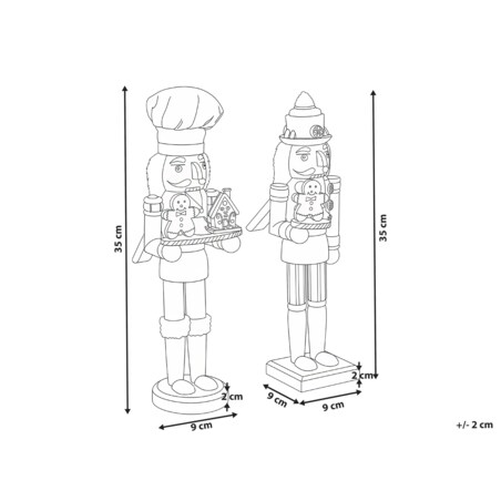 Zestaw 2 figurek dekoracyjnych BODSJON Dziadek do orzechów 35 cm Czerwony/ biały