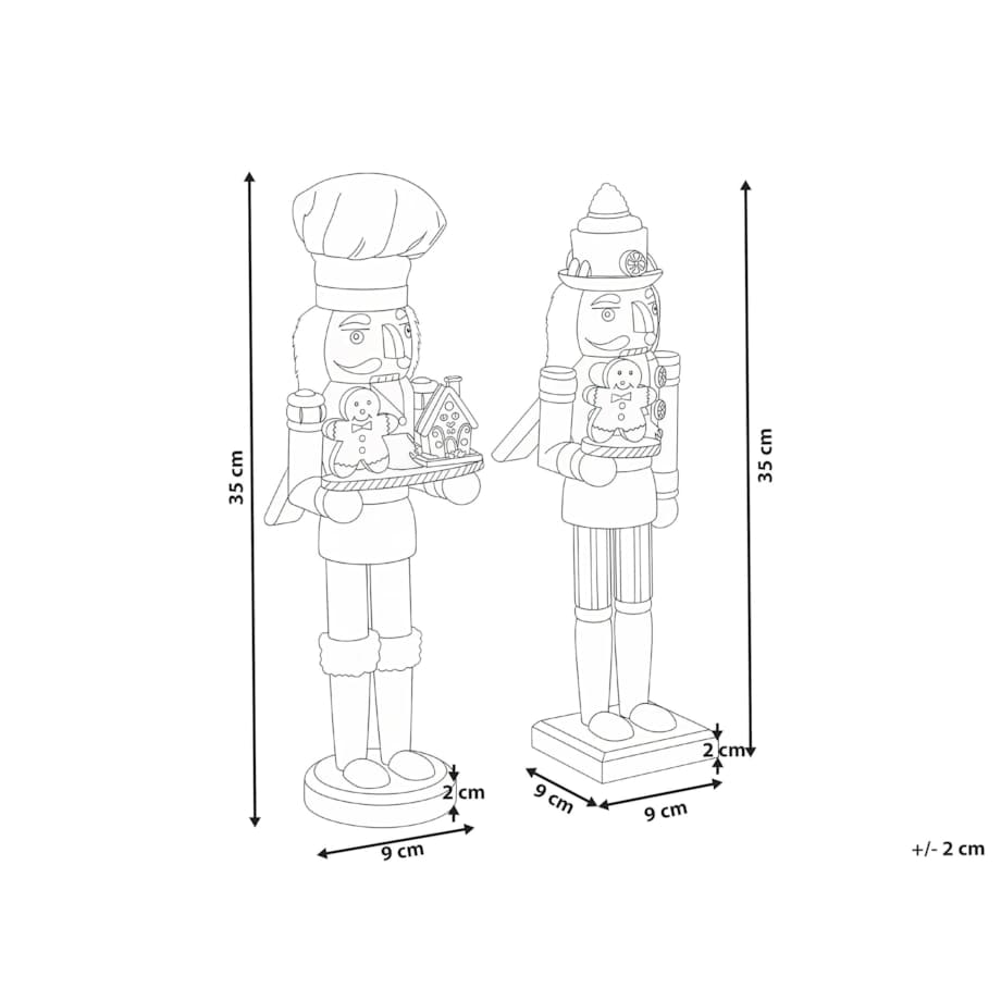 Zestaw 2 figurek dekoracyjnych BODSJON Dziadek do orzechów 35 cm Czerwony/ biały