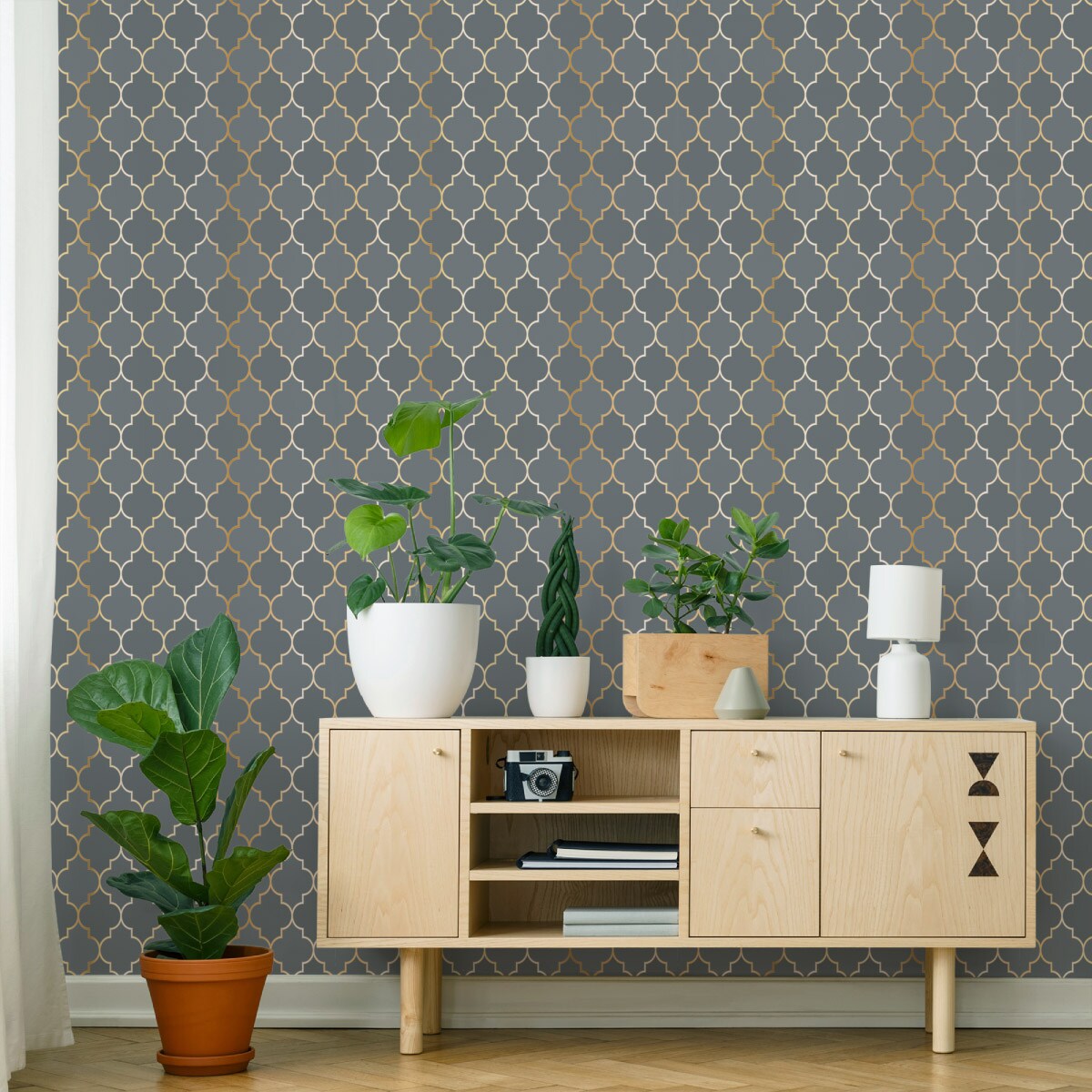 Tapeta Do Salonu Ornamenty Styl Glamour Abstrakcja Wzór Geometryczny