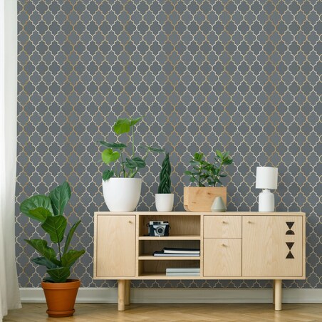 Tapeta Do Salonu Ornamenty Styl Glamour Abstrakcja Wzór Geometryczny