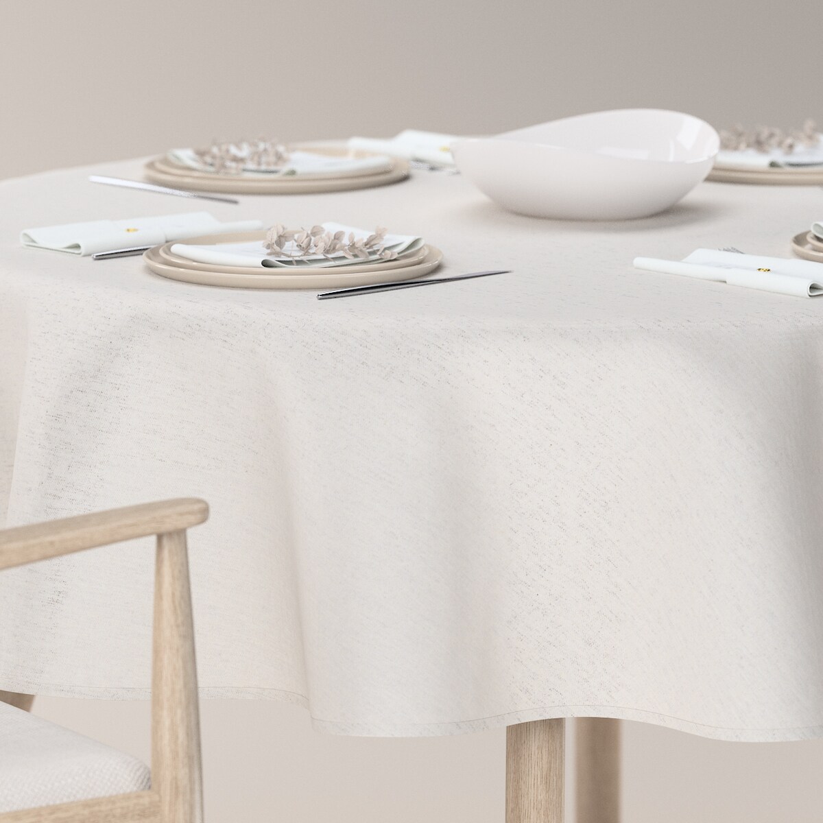 Obrus okrągły 130 x 130 cm beżowy melanż