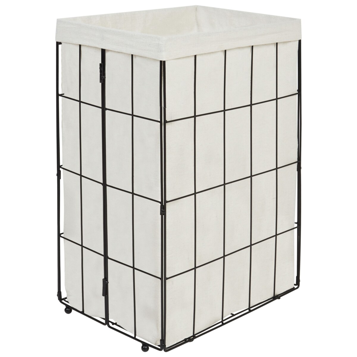 Kosz metalowy z bambusową pokrywą czarny MIRISSA