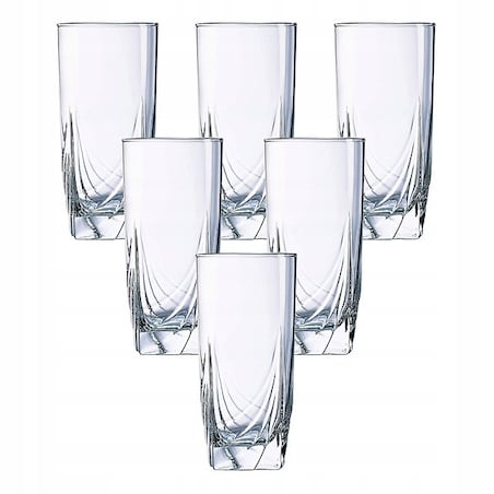 SZKLANKI NA NAPOJE DRINKI 6 x 330 ml LUMINARC wysokie zdobione długie