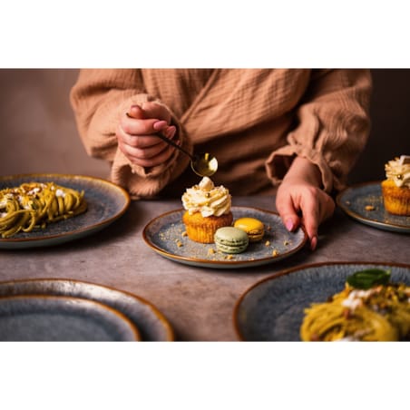 Serwis obiadowy Aokari niebiesko-biały na 6 osób 18 szt. Nowoczesny Do zmywarki Komplet talerzy