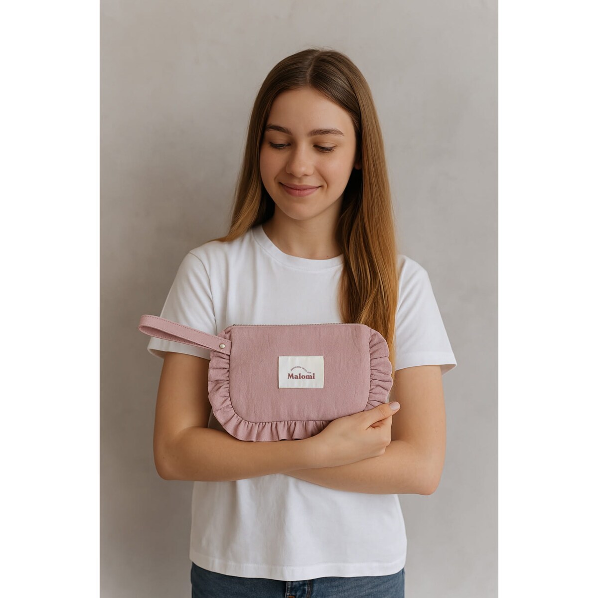 Kosmetyczka z falbanką pink