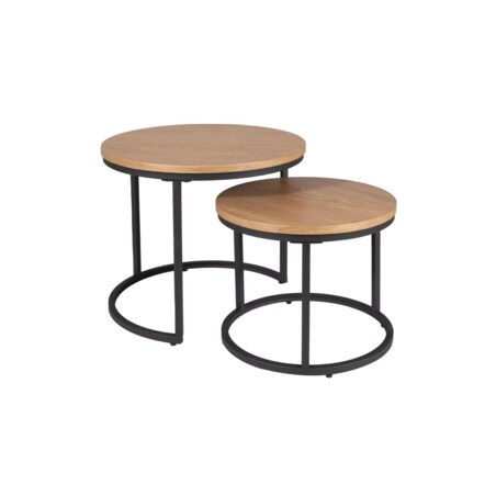 Zestaw 2 stolików kawowych AMARO dąb/czarny