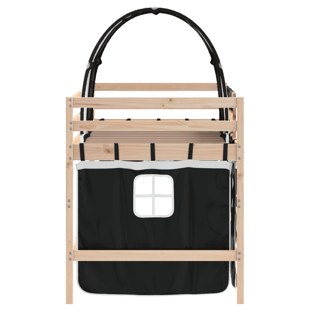 vidaXL Dziecięce łóżko na antresoli, z tunelem, biało-czarne, 90x200cm